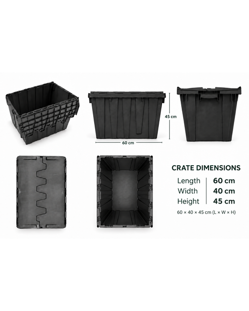 Crate dimensions 60 × 40 × 45 cm (L × W × H)