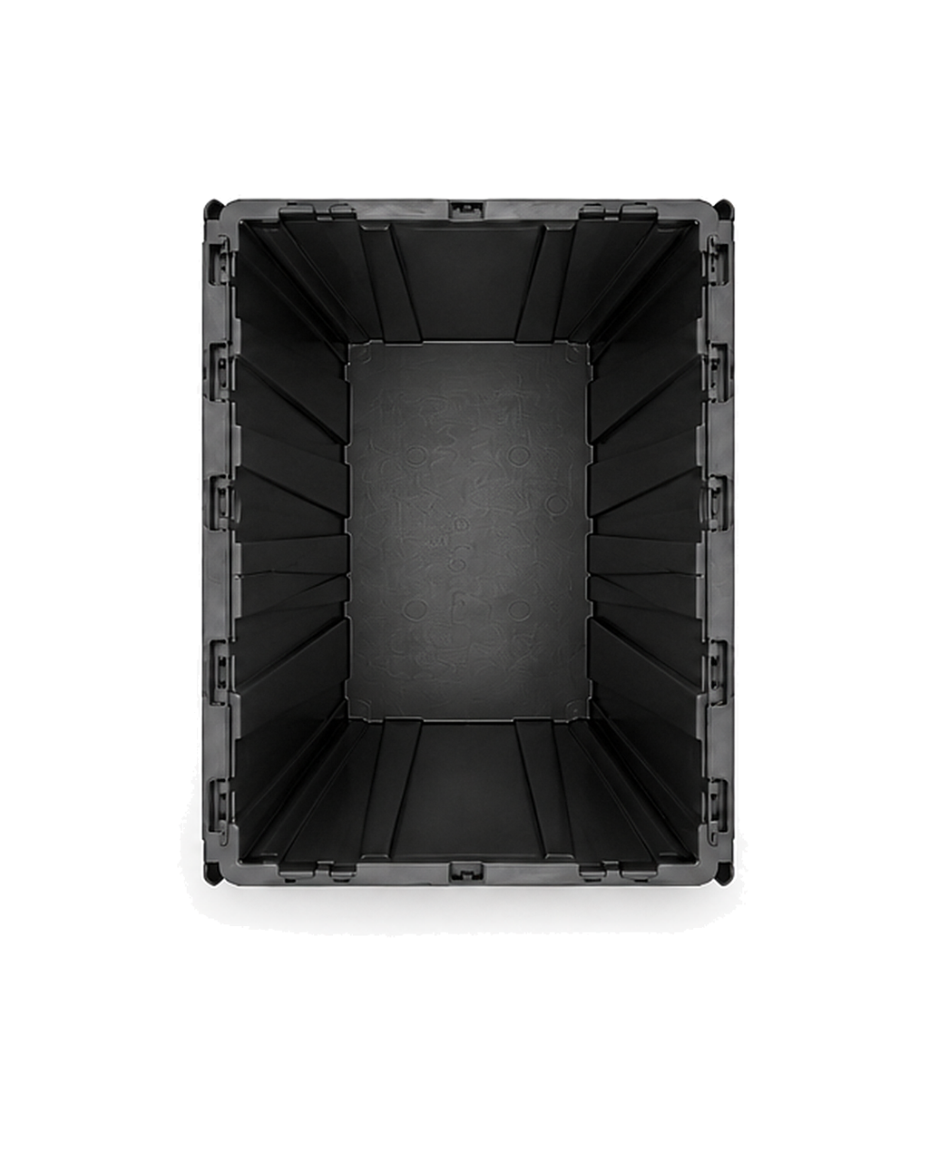 Inside the open CrateGo 90L crate, top view