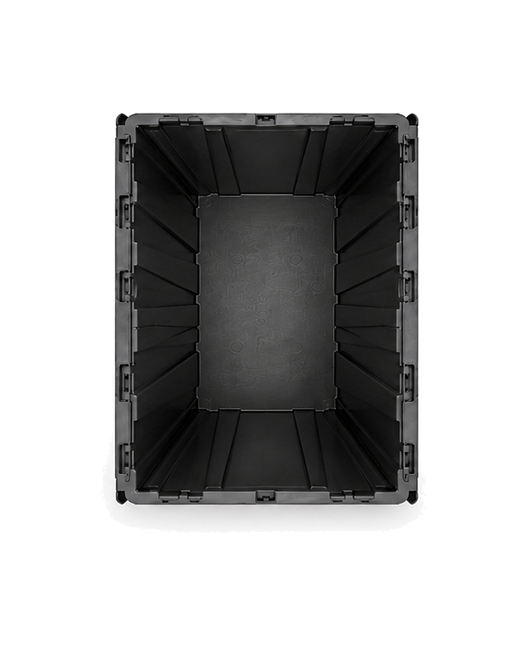 Inside the open CrateGo 90L crate, top view